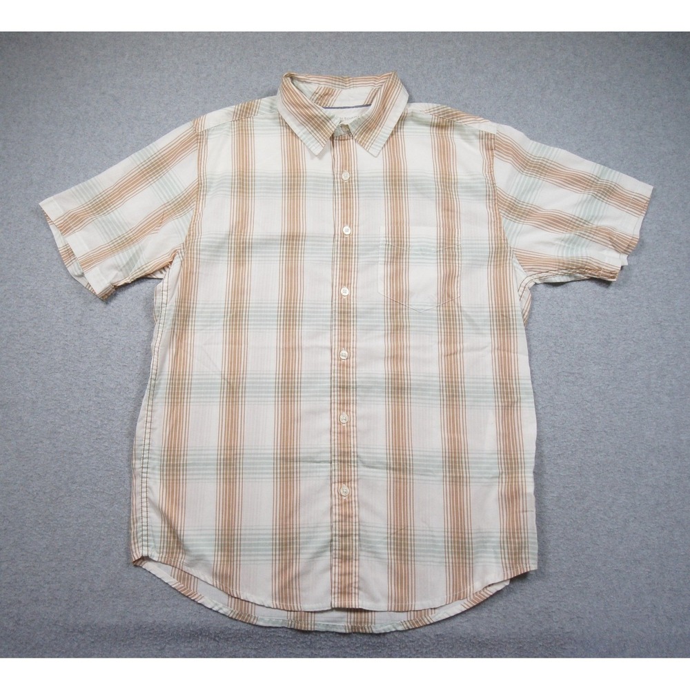 Horny Toad Shirt Mens Small Button Down Plaid Organic Cotton Short Sleeve